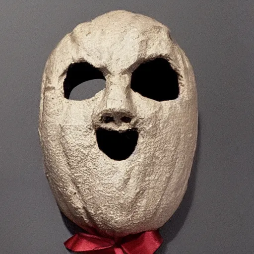 Prompt: grainy photo of a creepy halloween mask