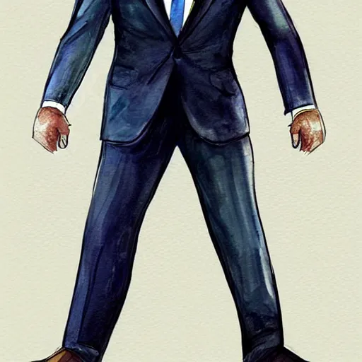 Image similar to a perfect, realistic professional digital sketch of Joe Biden in style of Marvel, full length, by pen and watercolor, by a professional American artist on ArtStation, a hollywood-style sketch, on high-quality paper