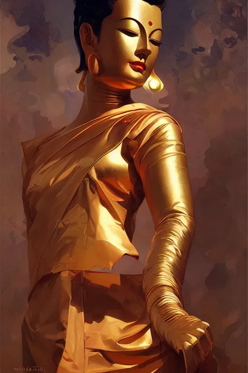 Image similar to buddhism, futurism, painting by greg rutkowski, j. c. leyendecker, artgerm