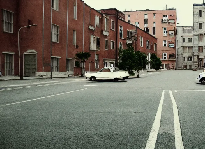 Prompt: an empty street by wes anderson, tumblr, video art, wide lens, filmic, criterion collection
