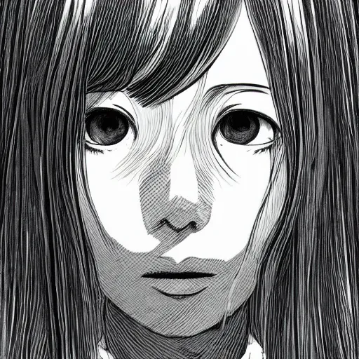 Prompt: a portait of a girl from inio asano manga good night pun pun, detailed