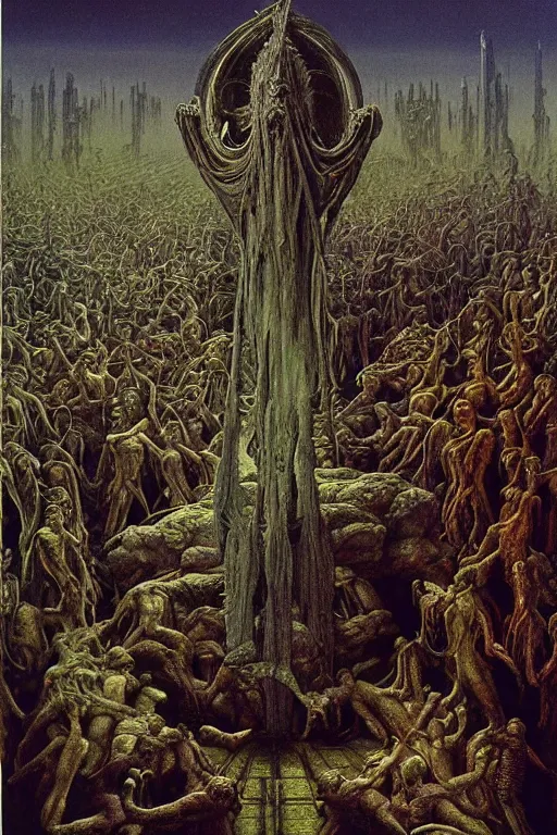 Image similar to hyper realistic painting of the holy grail by wayne barlowe, beksinski, hr giger, austin osman spare, bussiere