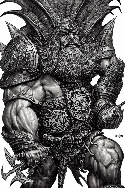 Image similar to chaos dwarf, fantasy, warhammer, highly detailed, digital art, sharp focus, trending on art station, kentaro miura manga art style