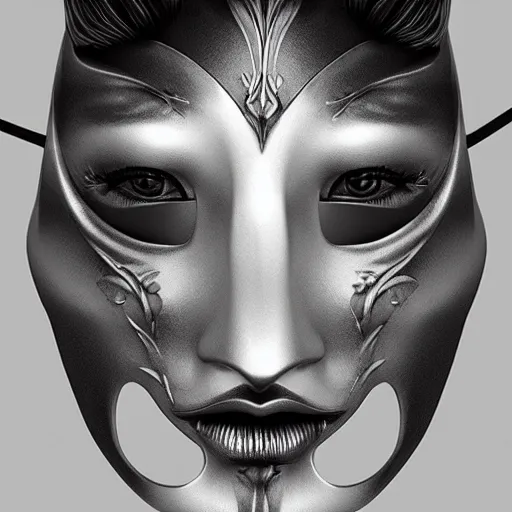 Prompt: face with venetian mask, detailed, 8k, 3d digital illustration by Artgerm