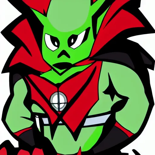 Image similar to Spawn by Todd-MacFarlene, SVG, Vector sticker, flat colors, full-body, uncropped, white-space-surrounding-subject