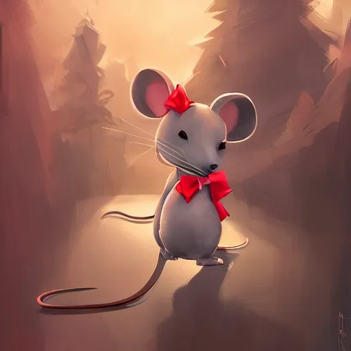 Prompt: mouse with a bow by Stanley Artgerm Lau, WLOP, Rossdraws, James Jean, Andrei Riabovitchev, Marc Simonetti, tranding on artstation