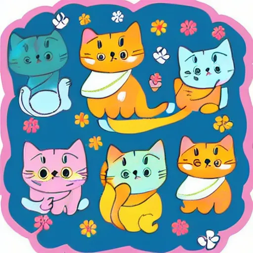 Image similar to cute colorful diecut cat sticker