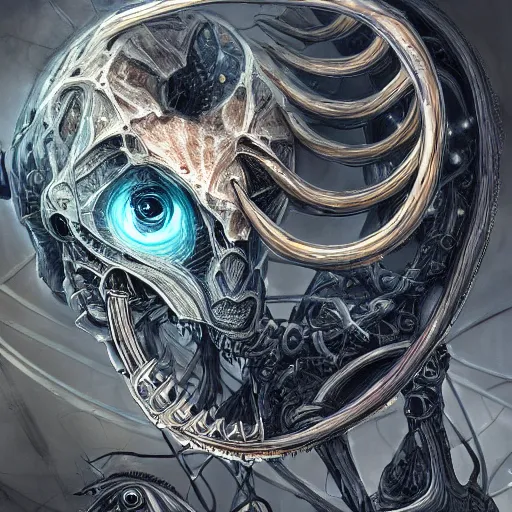 Image similar to biomechanical ouroboros, surrounded with neural networks, fantasy illustration, trending on artstation, deviantart, very realistic, 4k