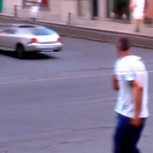 Image similar to surveillance camera footage of xavi hernandez on the street