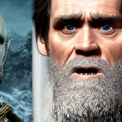 Image similar to jim carrey in god of war