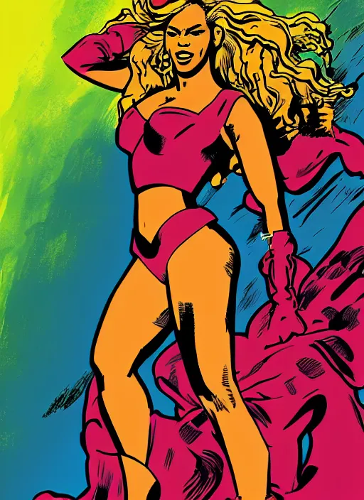 Image similar to beyonce in the style of jack Kirby,
