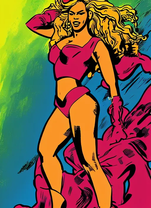 Prompt: beyonce in the style of jack Kirby,