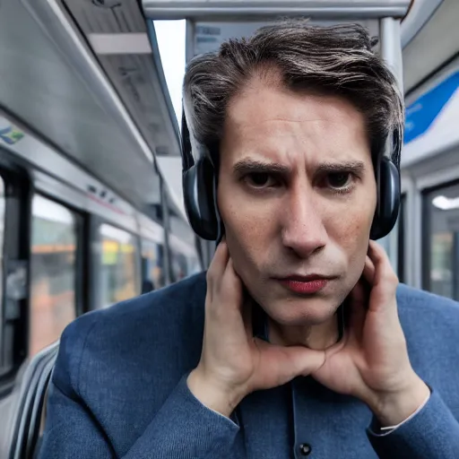 Image similar to the guy who talks on speakerphone on public transit, photo portrait, 4 k, studio lighting, high detail, 4 k, hyperrealism, cinematic image, dramatic light, 8 k ultra resolution, hd