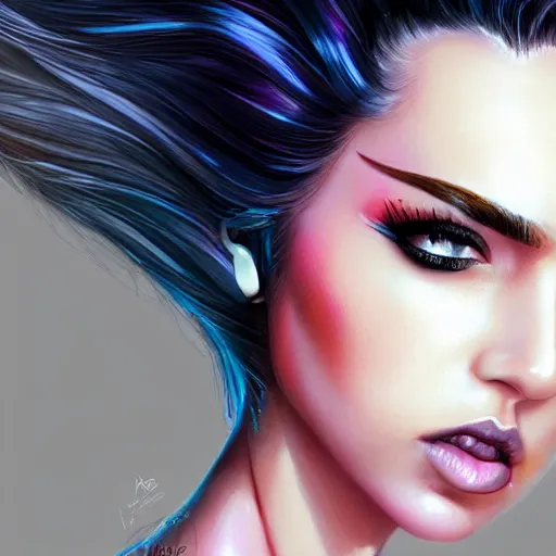 Image similar to electric woman, cute - fine - face, pretty face, oil slick hair, realistic shaded perfect face, extremely fine details, realistic shaded lighting, dynamic background, artgerm, 8 k ultra realistic, highly detailed, portraiture art by koreyba