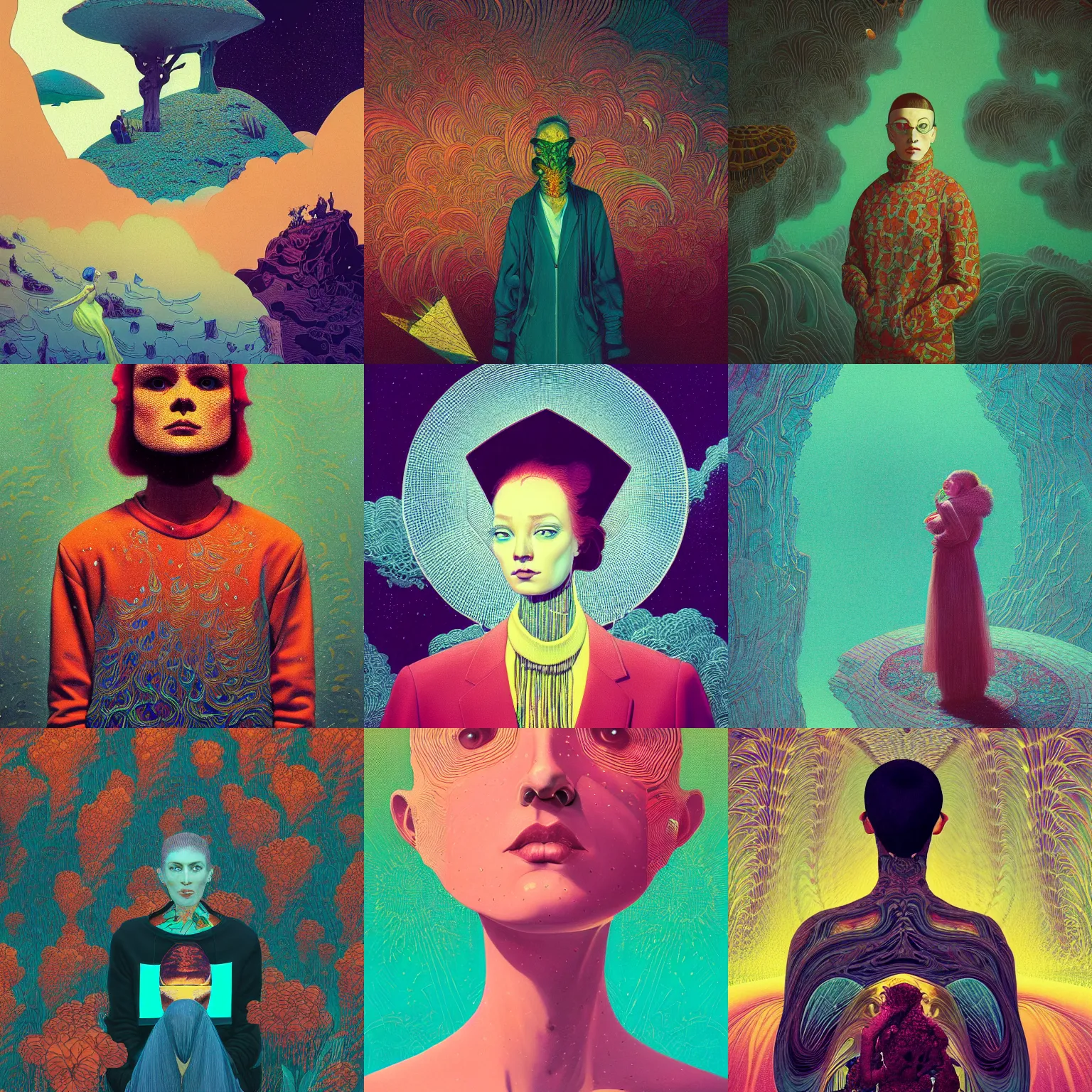 Prompt: kodak portra, 8 k, studio light, fine art portrait photography, victo ngai, fashion photography, kilian eng, camille vivier, moebius, digital art, masterpiece, fractal pattern background, fantastically beautiful, beksinski, dan mumford, simon stalenhag, artstation, maxfield parrish