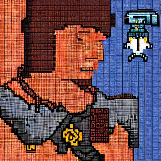 Prompt: Conan, Pixelart, Highly detailed, Super Nintendo, intricate