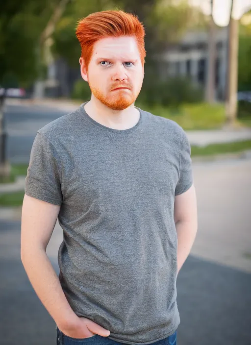 Image similar to portrait photo still of real life philip j fry, 8 k, 8 5 mm, f. 1 4