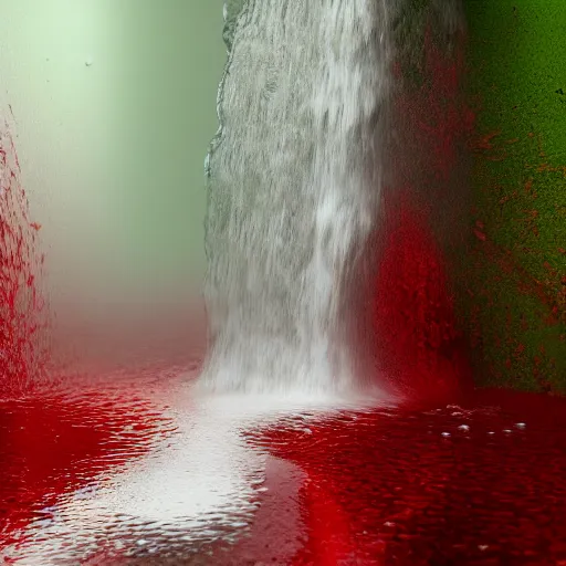 Image similar to waterfall of blood from the tv, hyperrealistic, high render, hyperdetalied, 8k,