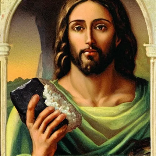 Prompt: Jesus holding a kilo of cocain
