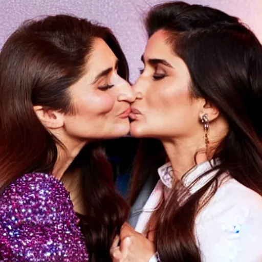 Image similar to kareena kapoor kissing kareena kapoor, relistic