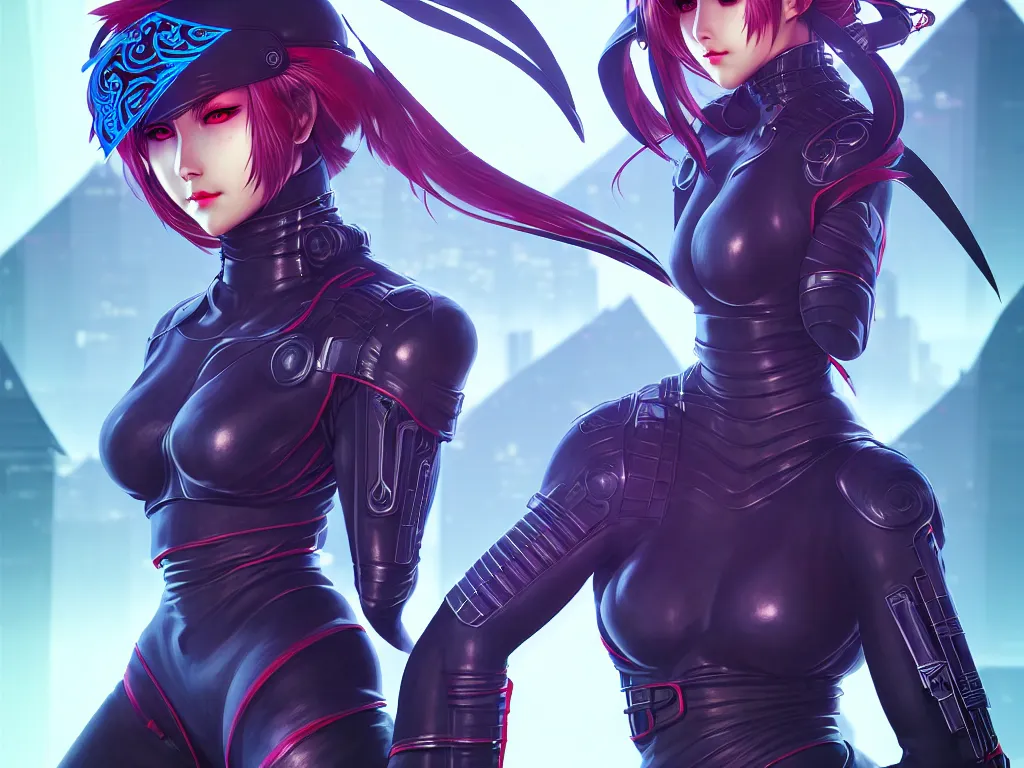 Image similar to portrait futuristic ninja gaiden uniform girl, at future neon light rooftop, ssci - fi and fantasy, intricate and very very beautiful and elegant, highly detailed, digital painting, artstation, concept art, smooth and sharp focus, illustration, art by tan zi and ayanamikodon and alphonse mucha and wlop