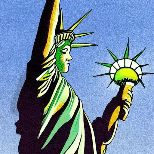 Prompt: Statue of Liberty pondering her Orb by Todd Lockwood