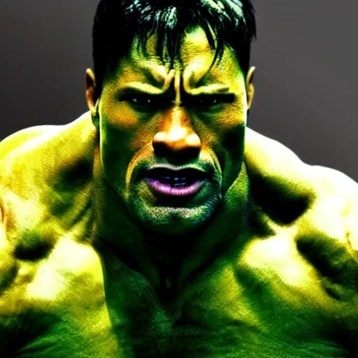 Image similar to Dwayne the rock Johnson plays the Incredible Hulk in new ultra hd movie, IMAX