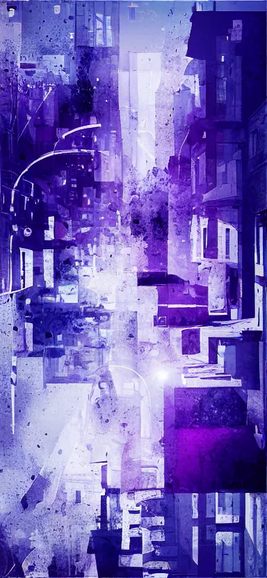 Prompt: “ white and purple city, award winning, digital art ”