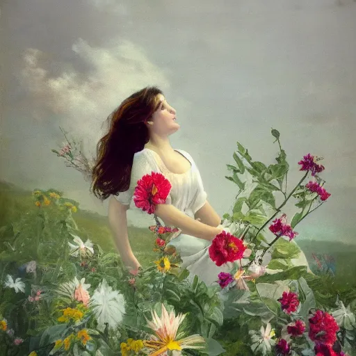 Image similar to a woman on top of a flower