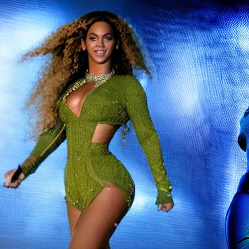 Prompt: beyonce in avatar ( 2 0 0 9 ), 8 k wide shot