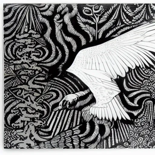 Prompt: golden eagle by aubrey beardsley