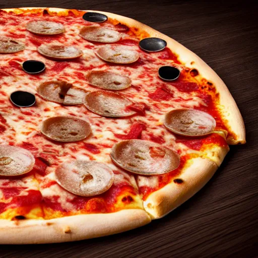 Image similar to pizza, covered in teeth, 4 k, high definition, realistic, cinematic