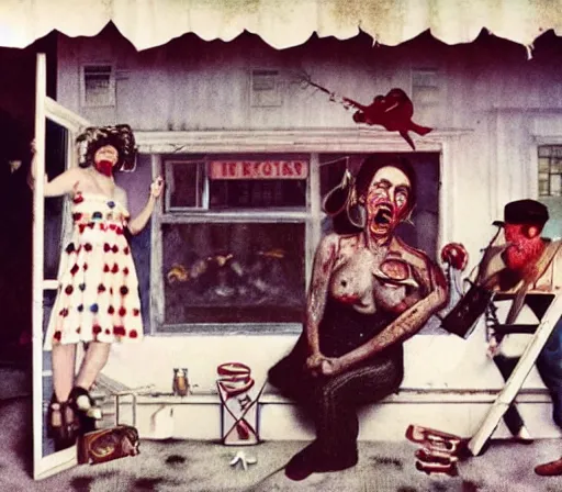 Image similar to full color american nightmare, joel peter witkin photo of 1 9 5 0 s suburban family, capitalist propaganda meets body horror, patriotic nihilism, annie liebovitz, bosch, disney