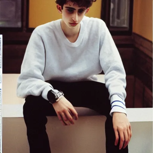 Image similar to timothee chalamet photographed by larry clark