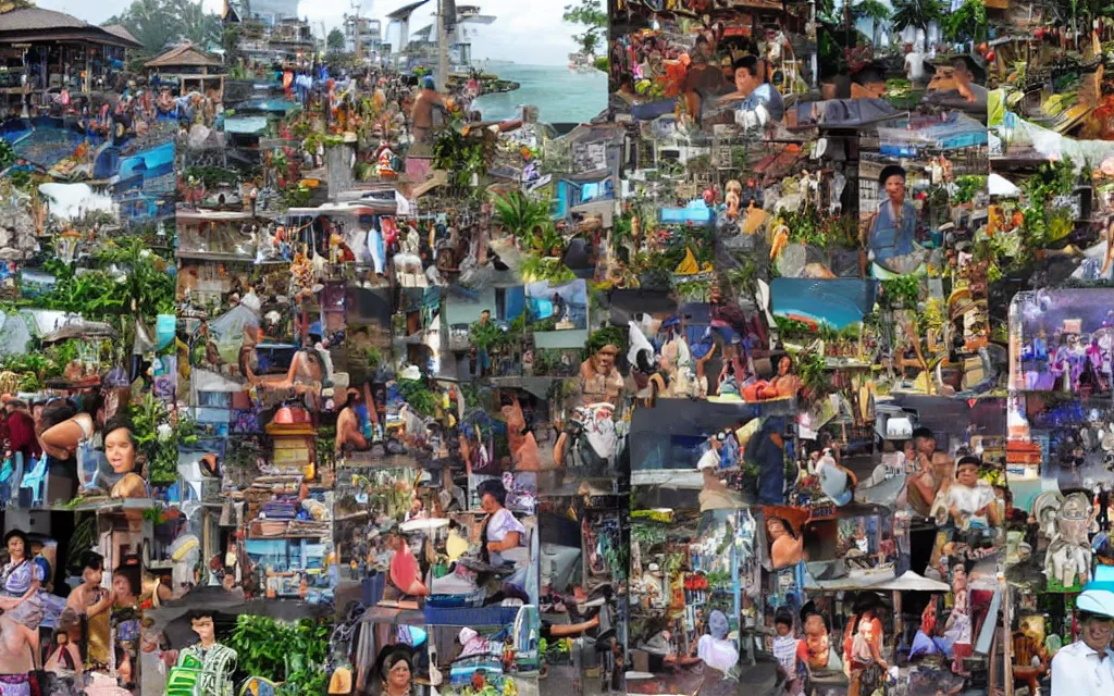 Image similar to city of denpasar bali in the year 3 0 0 0, corrected faces.