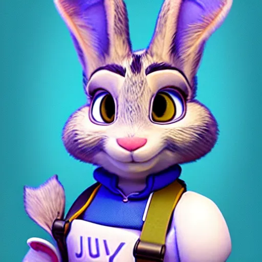 Prompt: judy hopps as a real woman portrait