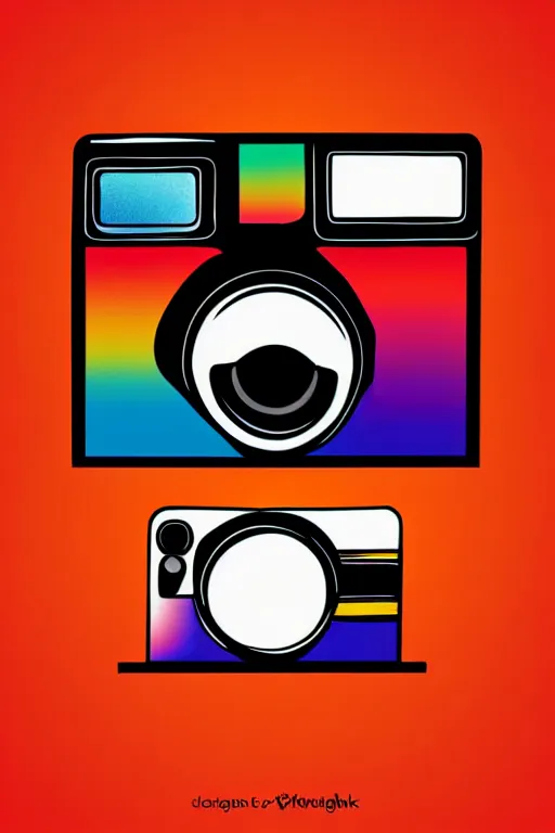 Prompt: minimalist boho style art of a colorful polaroid camera, illustration, vector art