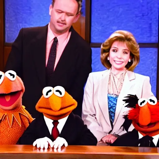 Prompt: A still of the Muppets in Judge Judy