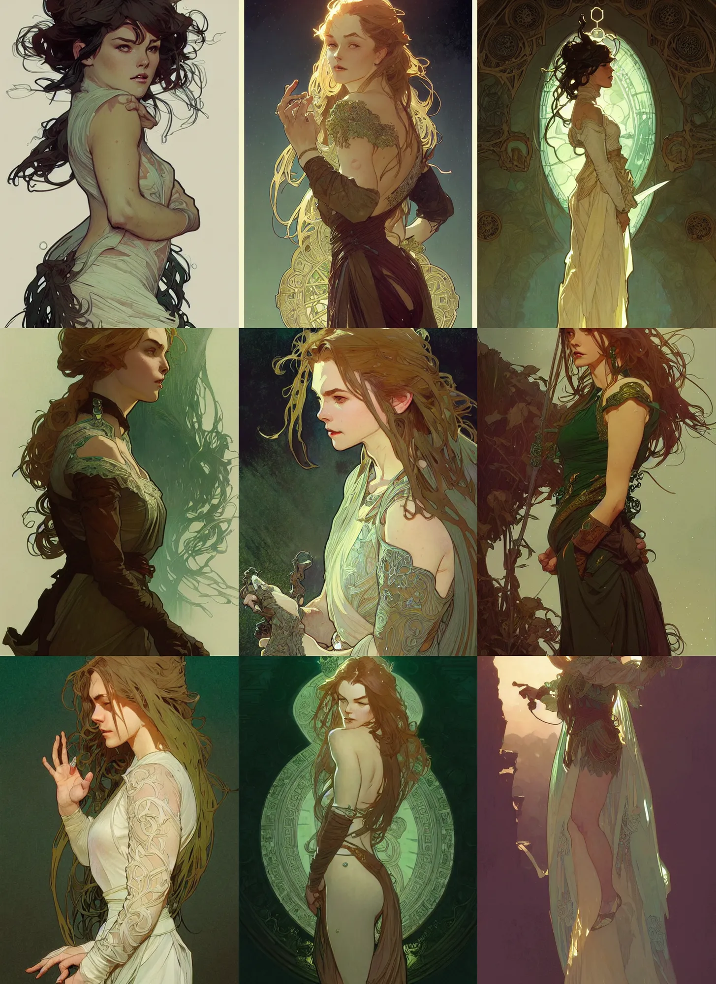 Prompt: character art by terry moore and greg rutkowski and alphonse mucha, the emerald herald, intricate, cinematic lighting, highly detailed, digital painting, artstation, concept art, smooth, sharp focus, illustration