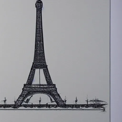 Image similar to reject design for the eiffel tower, old architect drawing