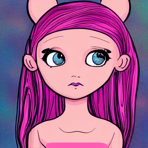 beautiful pink little alien girl, profile pic, cartoon, Stable Diffusion