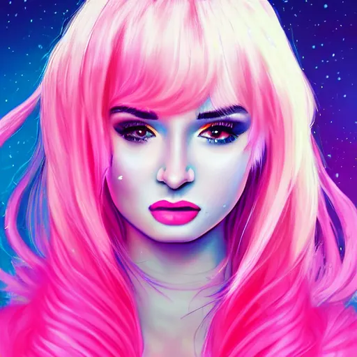 Image similar to cinematic, epic, kim petras bubblegum pink pop album cover, out of this world, interdimensional, artstation, cgsociety