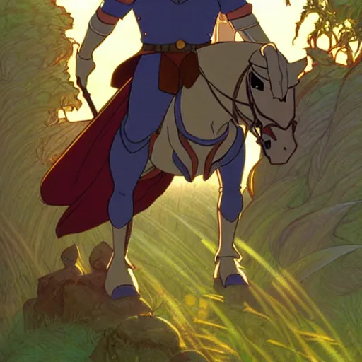 Image similar to arthur pendragon training with his favorite knight, natural lighting, path traced, highly detailed, high quality, cartoon, digital painting, by don bluth and ross tran and studio ghibli and alphonse mucha