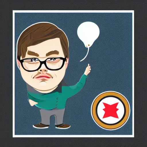 Image similar to clark duke hybrid, vector, svg sticker art