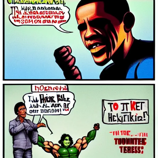 Image similar to Obama as the hulk
