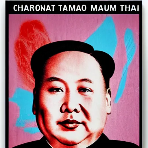 Image similar to portrait of chairman mao with the face of marilyn monroe a psychdelic poster