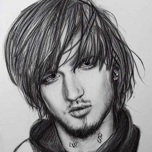 Prompt: professional graphite sketch of lil peep