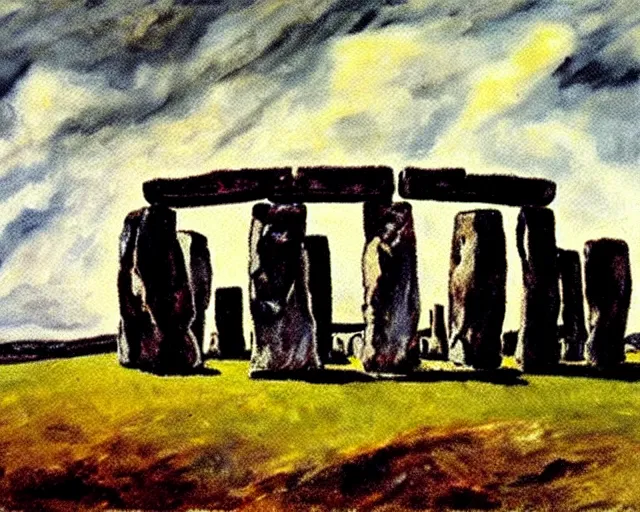 Image similar to Painting of Stonehenge by Jackson Pollock