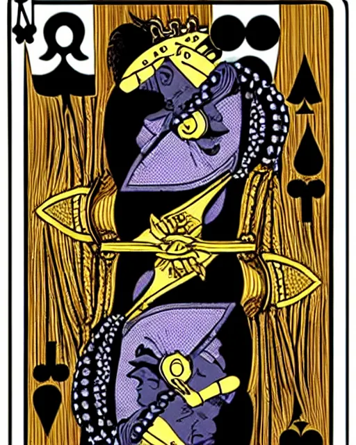 Image similar to queen of spades playing card in the style of giraud, jean