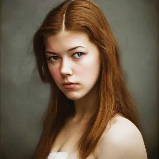 Image similar to a masterpiece portrait photo of a beautiful young woman who looks like an german mary elizabeth winstead, symmetrical face